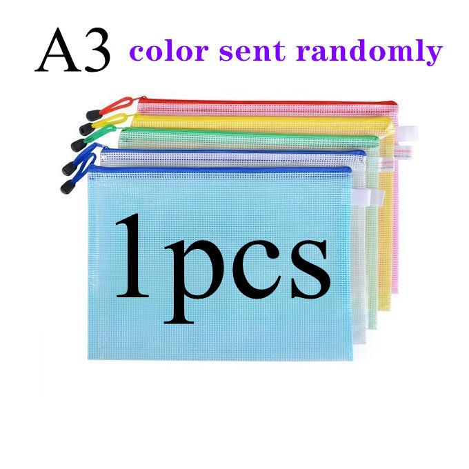 SML PVC Gridding Waterproof Zip Bag Pocket Folder Pouch Filing for Document Pen Filing Stationery Organizer Office School Supply