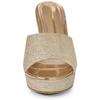Allegra K Women's Open-Toe Wedge Heel Sandals with Glitter Platform Slip-On, Gold, Size 25.0cm
