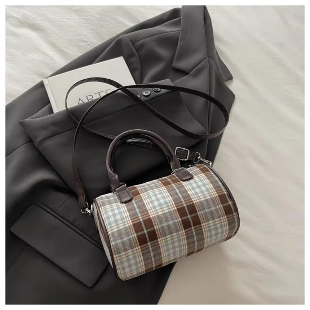 Sweet Bow Crossbody Pillow Bags Vintage Plaid Lightweight Portable Ladies Shoulder Bag Versatile Women Handbag Purse Girls Gift
