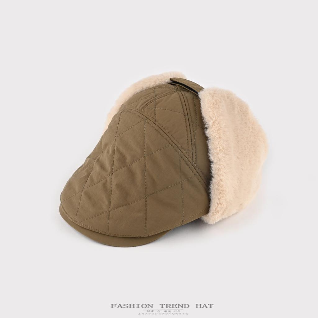 Autumn and Winter Plush Forward Hat, Male and Female Tide Thickened Warm Ear Protection Cotton Hat, Two Wearing Pilot Caps