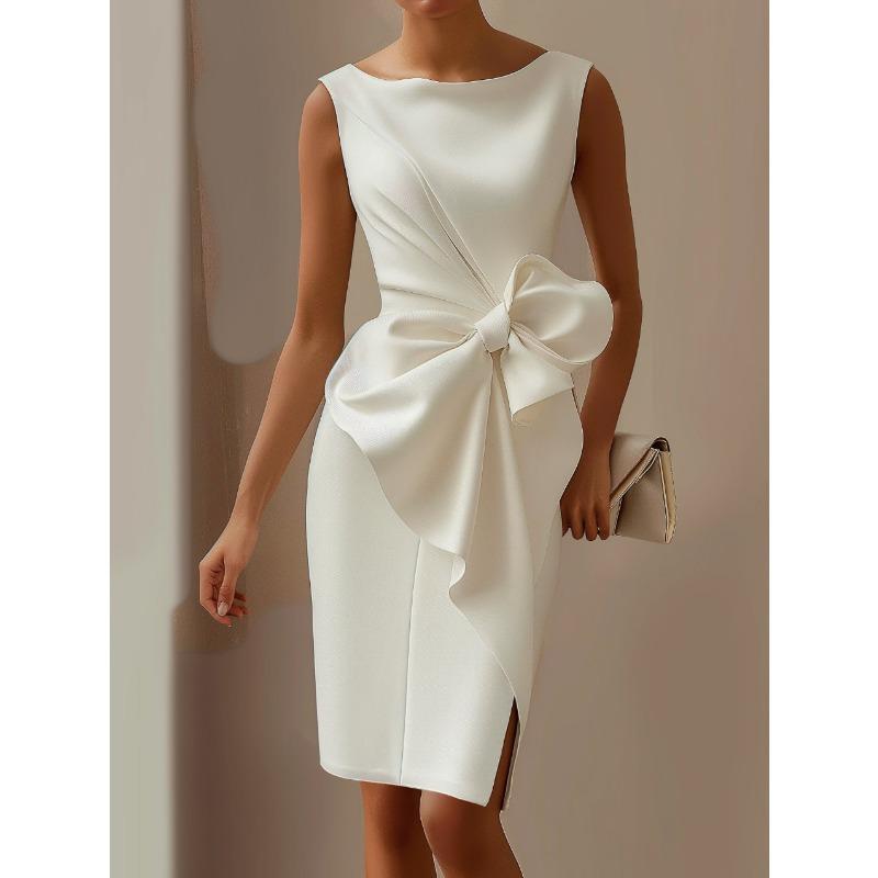 

DAFIFY женские модные летние весенние однотонные повседневные платья без рукавов с круглым вырезом и высокой талией M белый