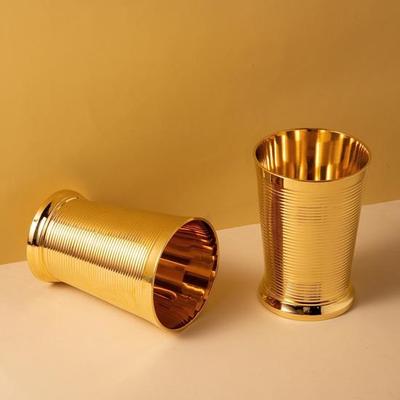 Sada 2 300ml mosazných sklenic na pití, těžké sklenice Lassi na vodu, mléko, džus a nealkoholické nápoje, dekorační doplněk do domácnosti a kuchyně