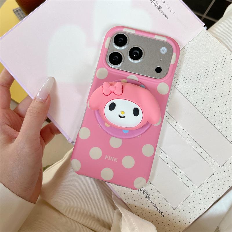 Polka Dot Cartoon Animal Magnetic iPhone Stand Case for Apple 17/16 Pro Max/15/14 - Girly Design