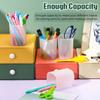 8pcs Transparent Plastic Pen Holders - Desk Organizers with Matte Finish, Lightweight & Portable Pen Pencil Markers Holders