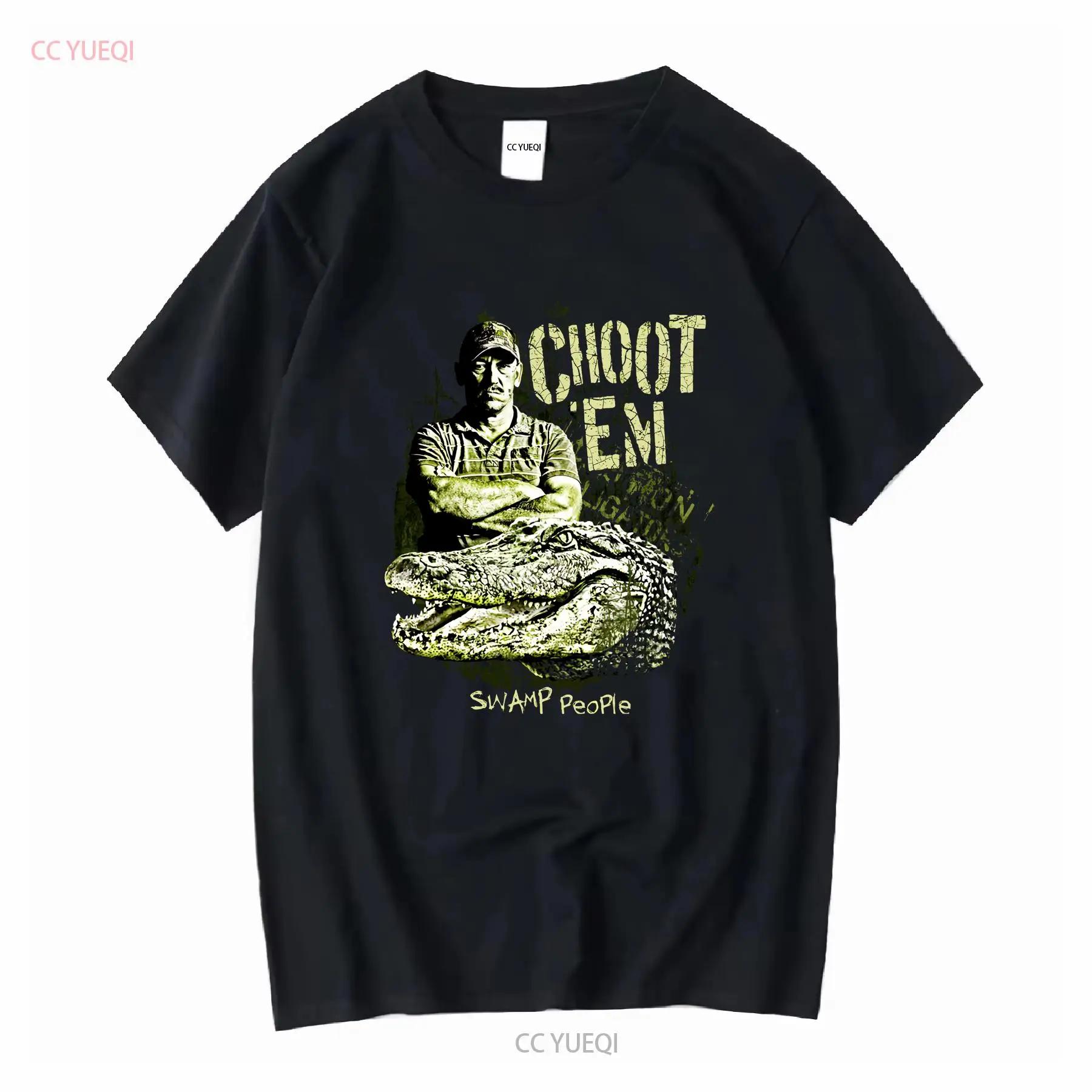 Swamp People Choot Em T Shirt Crocodile Alligator Hunting Large Green Reality TV long or short sleeves vintage Washed fashion S разноцветный