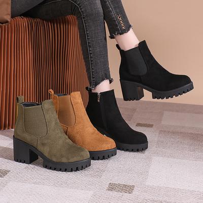 Women Solid Color Lazy Ankle Boots Lightweight Non-slip Slip-on Outdoor Shoes Women Casual Fashion Short Boots Punk Style Boots