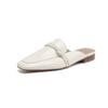 Fashion 2025 Summer Women Shoes Genuine Leather Square Toe Women Sandals Solid Modern Sandals for Women Low-heel Women's Mules Shoes