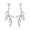Korean Version Of Personality Creative Willow Leaf Earrings Female Small Fresh Temperament Luxury Micro -Inlaid Zircon Earrings .