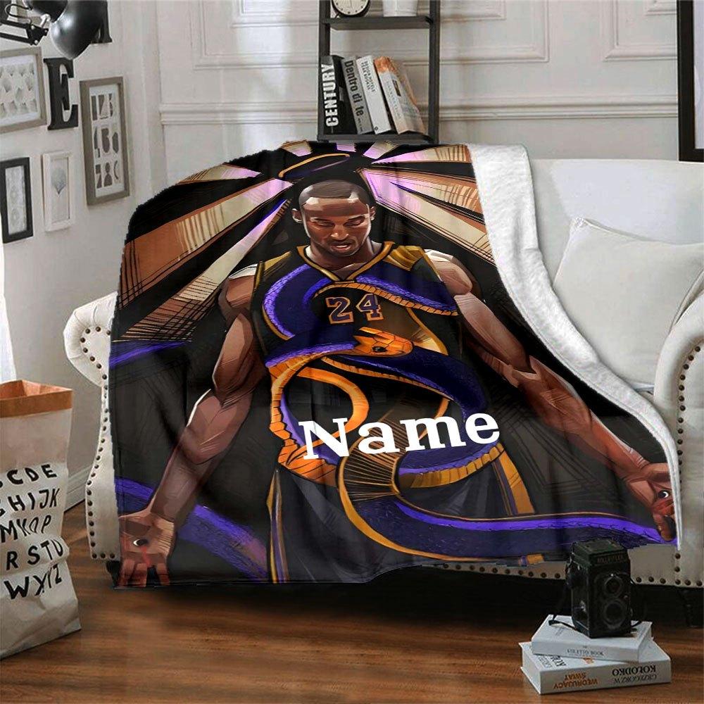 Kobe'S Legacy The Black Mamba Ascends Gift Personalized Blanket Customize Your Name Comfortable Great For Sofa Couch Office Bed Picnics Four Seasons
