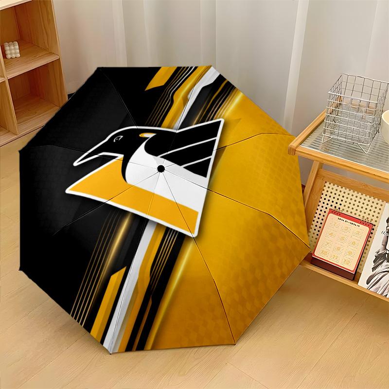 Pittsburgh Penguins Print Auto 8?Ribs Folding Umbrella Wind Resistant Lightweight Automatic Umbrella For Daily Travel