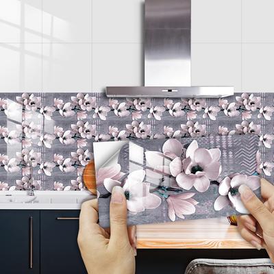 10pcs Flowers Pattern Tiles Wall Sticker 15X30cm Kitchen Oil-Proof Bathroom Washbasin Waterproof Peel Stick Art Wall Decals
