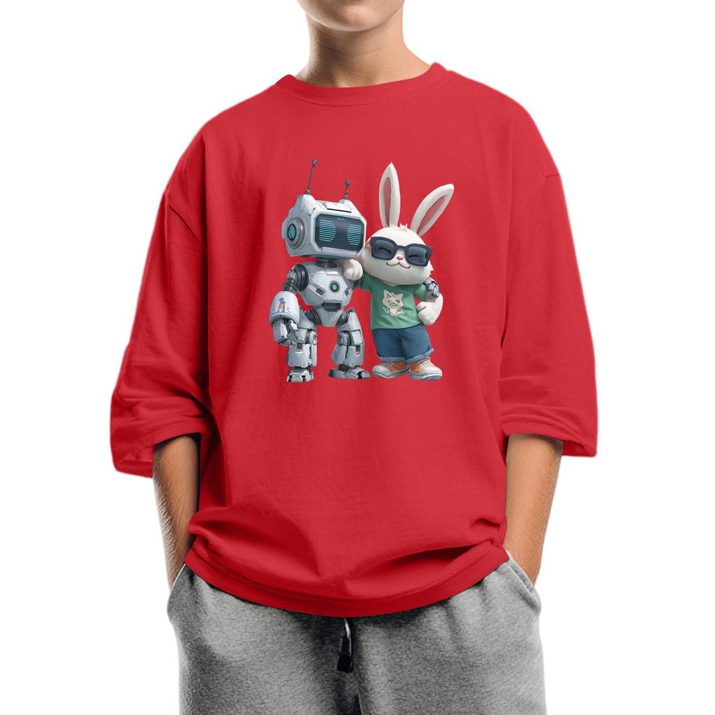 Children's Fashion Printed Round Neck Seven Sleeve Top Casual T-Shirt