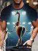 Summer Fashion Giraffe Graphic T Shirt For Men 3D Print Funny Animal Casual Short Sleeve Crew Neck T-Shirt Streetwear