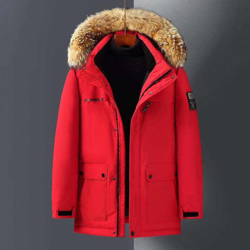 Real Fur Collar Winter White Duck Down Coats for Men Prakas Hooded Thick Warm Down Jackets Man Outerwears