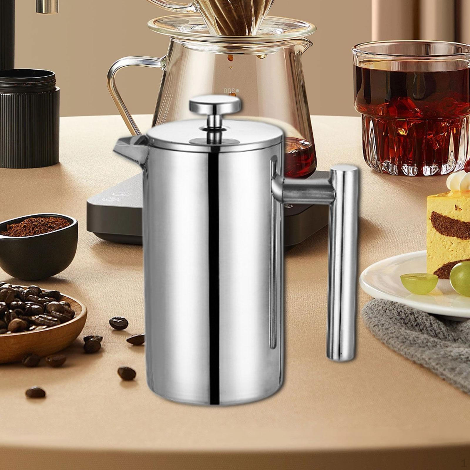 

Кофеварка French Pressing Coffee Pot Gift Удобная ручка Espresso Kettle Stainless Steel для 350ml серебряный