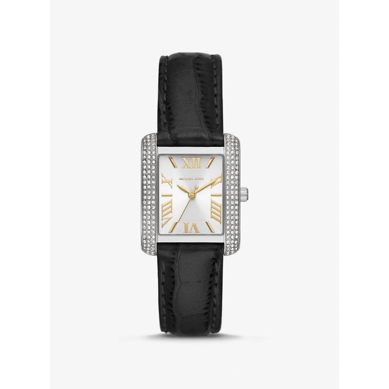 

Мини-часы Michael Kors Emery с паве, серебристого тона, с тиснением под крокодила, MK4696 чёрный