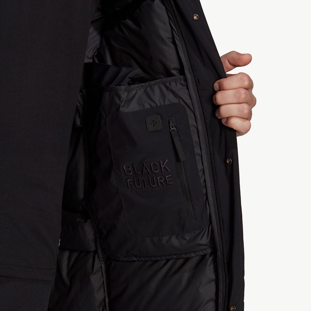 Adidas Solid Color Zippered Multi-Pocket Hooded Down Jacket Unisex Outerwear Black GV1845