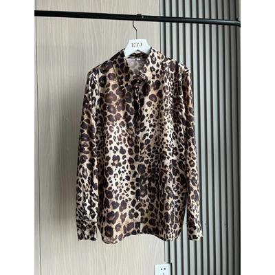 Animal Print Shirt for Women Autumn Basic Leopard Print Button-down Long-sleeved Shirt