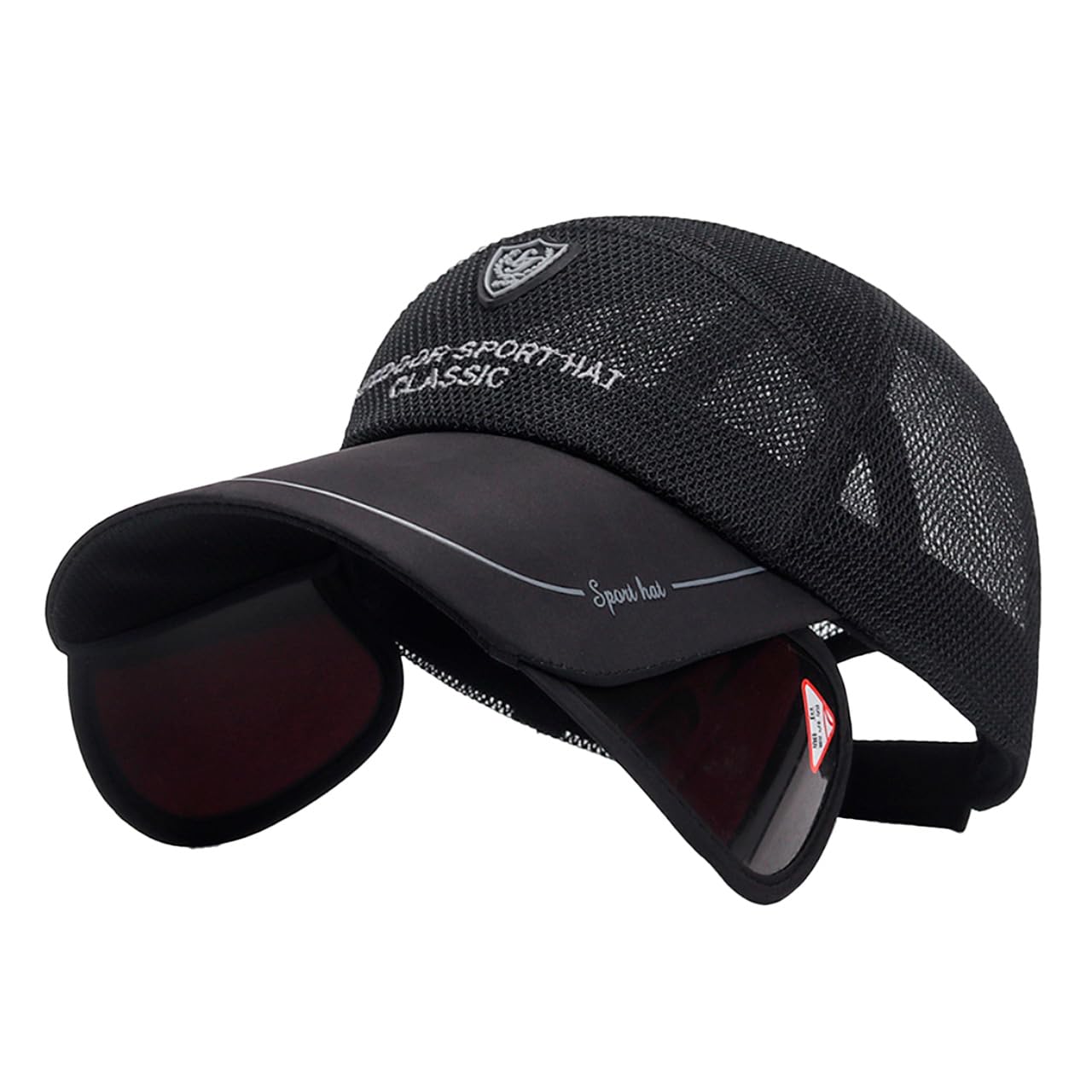 

UV Long CZA009 [White Fang] Cap, Mesh, Protection, Brim, Outdoor, Hat, Casual, Men s, Women s, (Black) чорний
