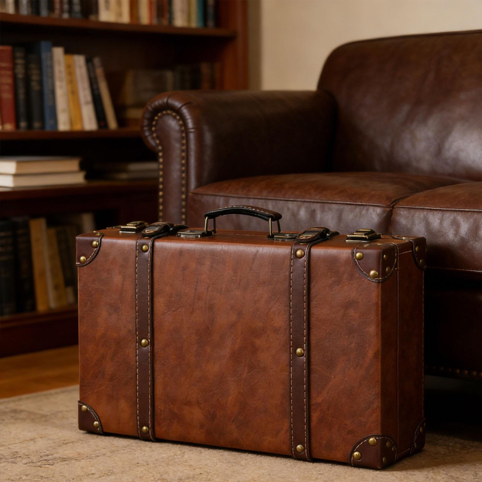 Старинный чемодан Декоративный ящик для хранения Портативный чемодан для коллекции для коричневый