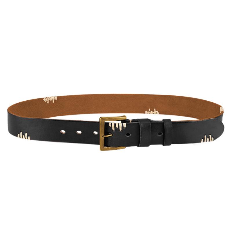 

Old Retro Cowhide Belt Men S And Women S Personalized Braided Thick Thread Scratch Design Neutral Threading Wax Rope Belt 105cm чёрный