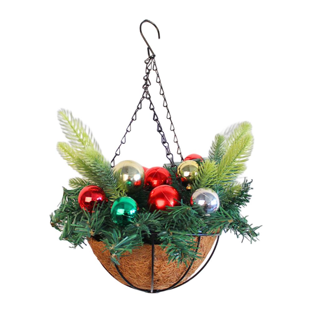 

Artificial Pre-lit Gift Ornaments Multipurpose Xmas Flower Basket with White LED Lights for Indoor Outdoor Decoration