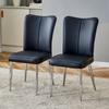 2 Black Modern Dining Chairs, 89 Cm High, PU, Silver-Colored Metal Legs, Available In Multiple Colors, Suitable for Office, Restaurant, Etc.