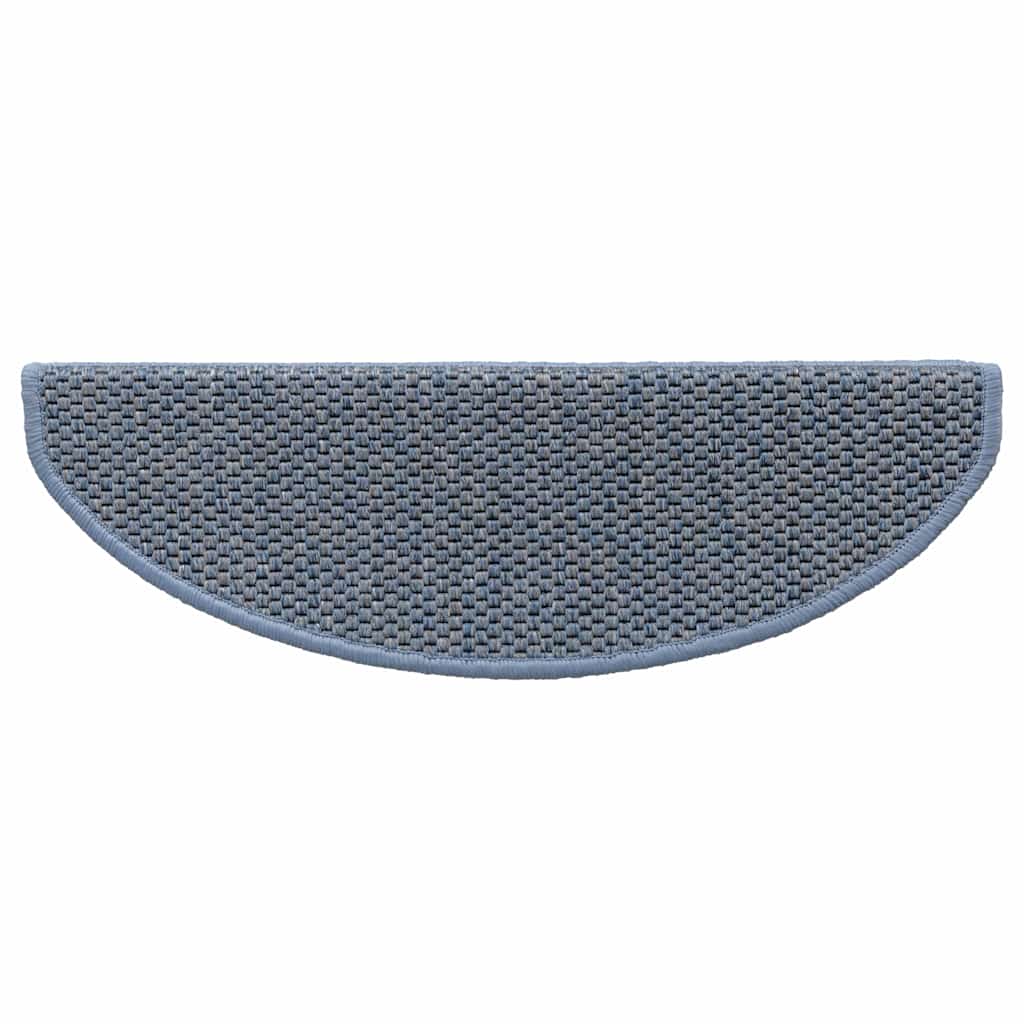 Self Adhesive Stair Mats Sisal Look 15 pcs 65 x 21 x 4 cm Blue