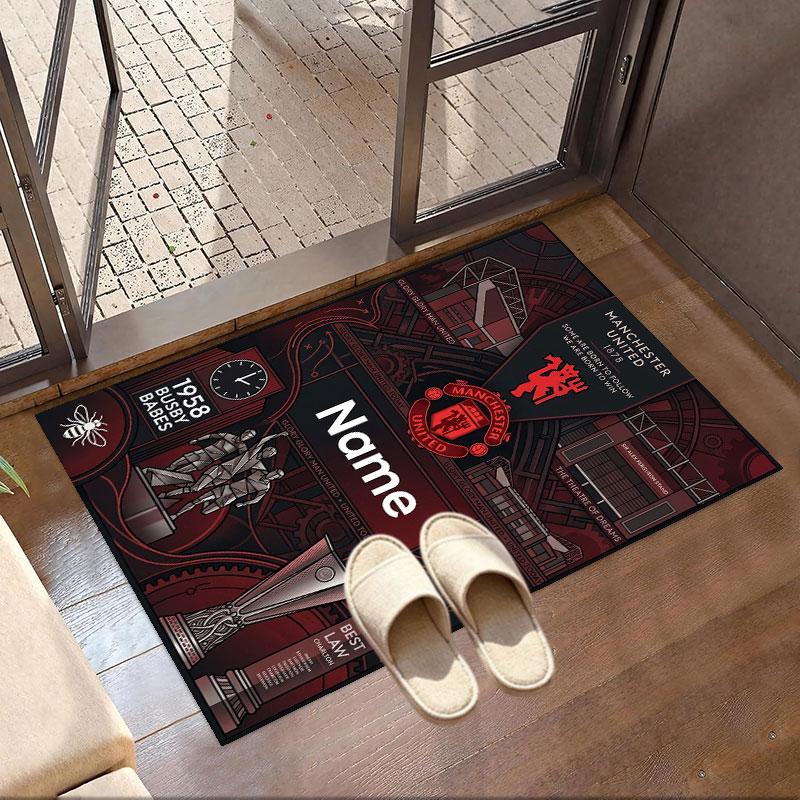 Custom Name Personalized Manchester United Print Carpet, Versatile Home Decor Rug, for Playroom, Apartment, Balcony, Entryway, Hallway Gift