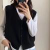 Spring Vest Women's Cardigan Knitted Vest Versatile Layering Korean Version Top
