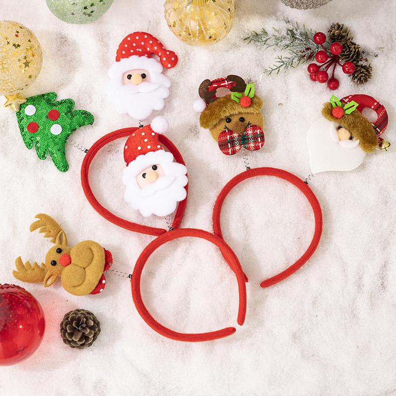Festive 4pcs Cartoon Christmas Headband Set Featuring Santa And Reindeer Accessories