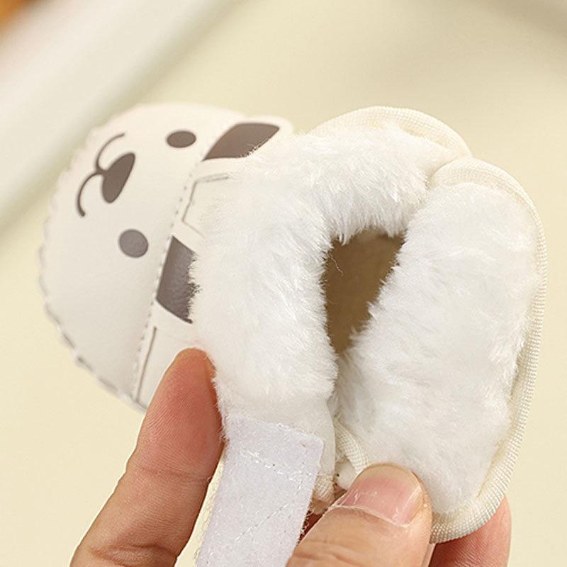 Winter Style Walking Shoes 0-1.5 Years Old, Soft-Soled Walking Shoes for Boys and Girls, 3-6-12 Months Fleece-Lined Cotton Shoes.