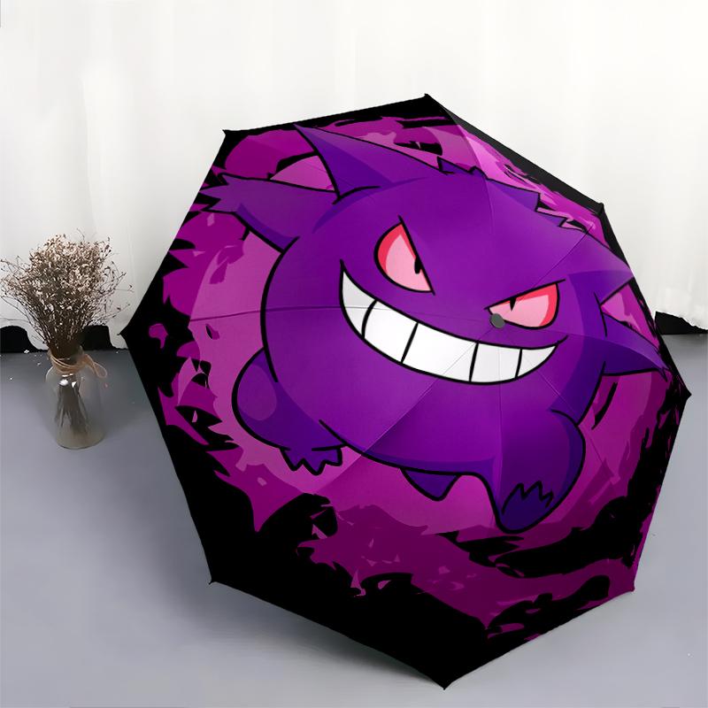Gengar Pattern, Automatic Folding Umbrella, Portable and Foldable Design, 8 Ribs, a Christmas or Birthday Gift.