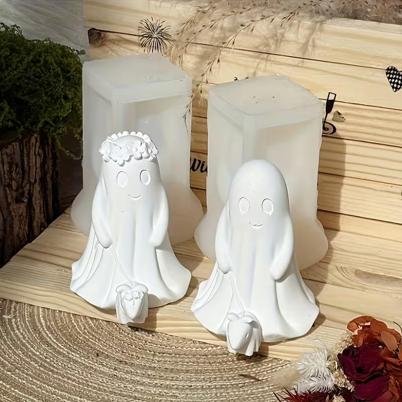 Halloween Decorations, Ghost and Dog Silicone Molds, Flower Ghost and Dog Walking Silicone Molds, Halloween Ghost Decorations
