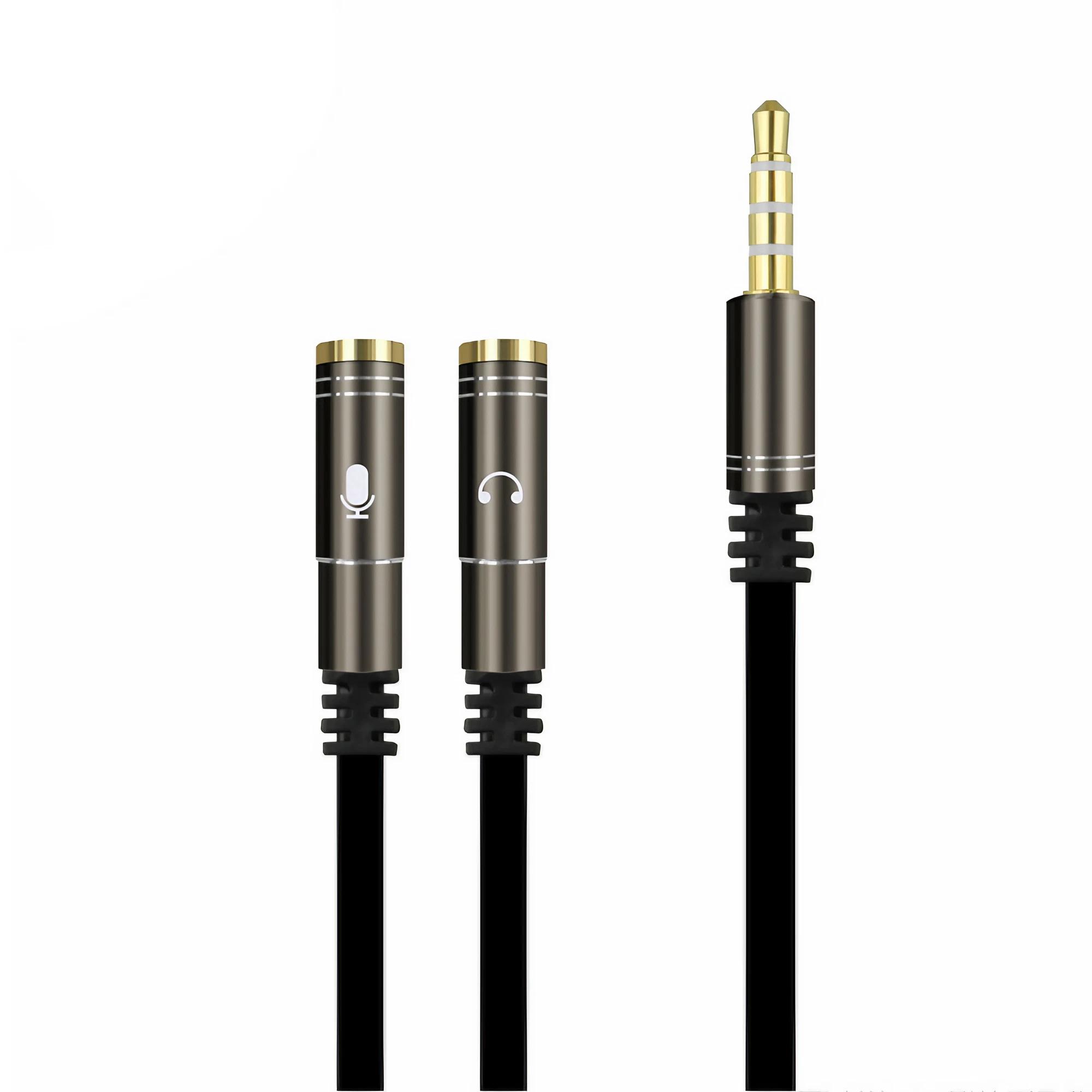 

3.5mm Audio Splitter Cable for Computer Laptop Jack 3.5 mm 1 Male To 2 Female Microphone Headphone Y Splitter AUX Cable чорний