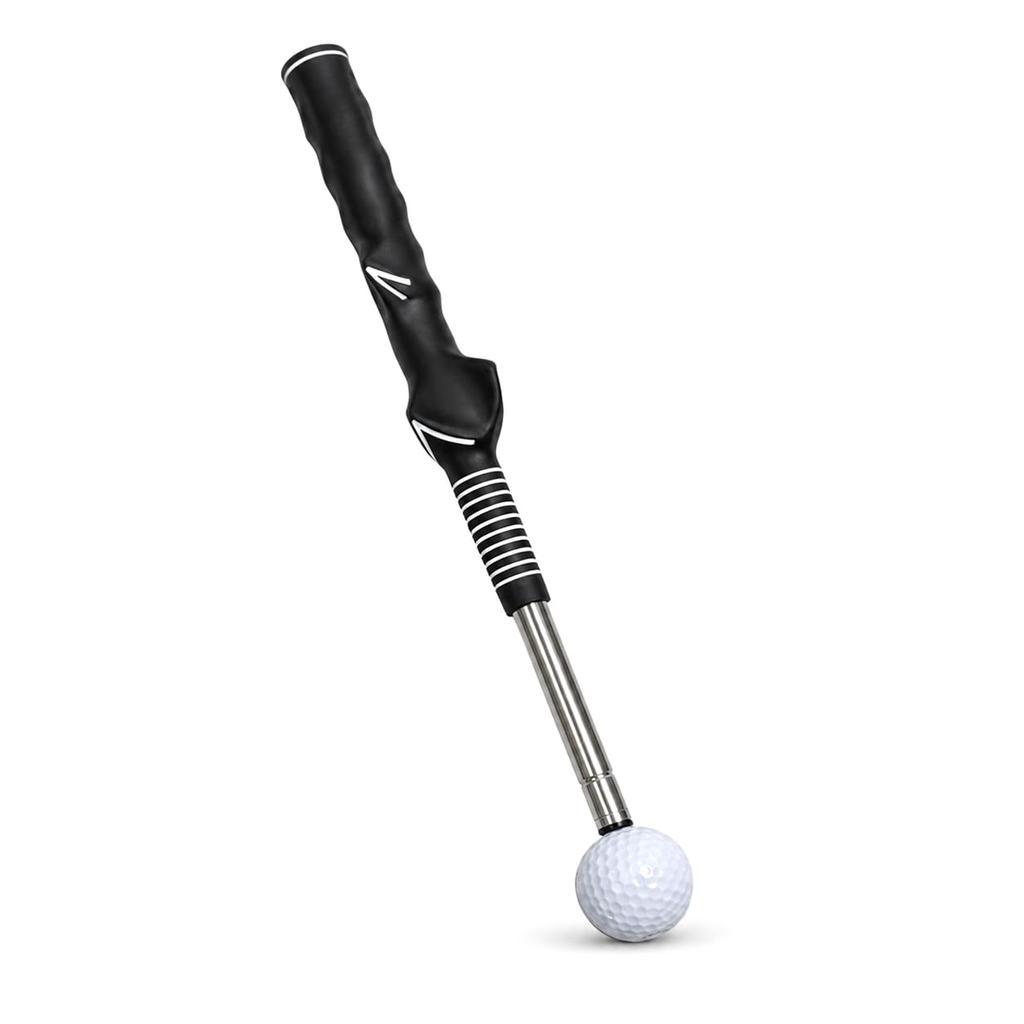 Ginrum Golf Swing Practice Aid, Right-Handed, with Adjustable Tip, Corrective Grip, Corrective Belt, and Band. Made of Stainless Steel. Suitable for