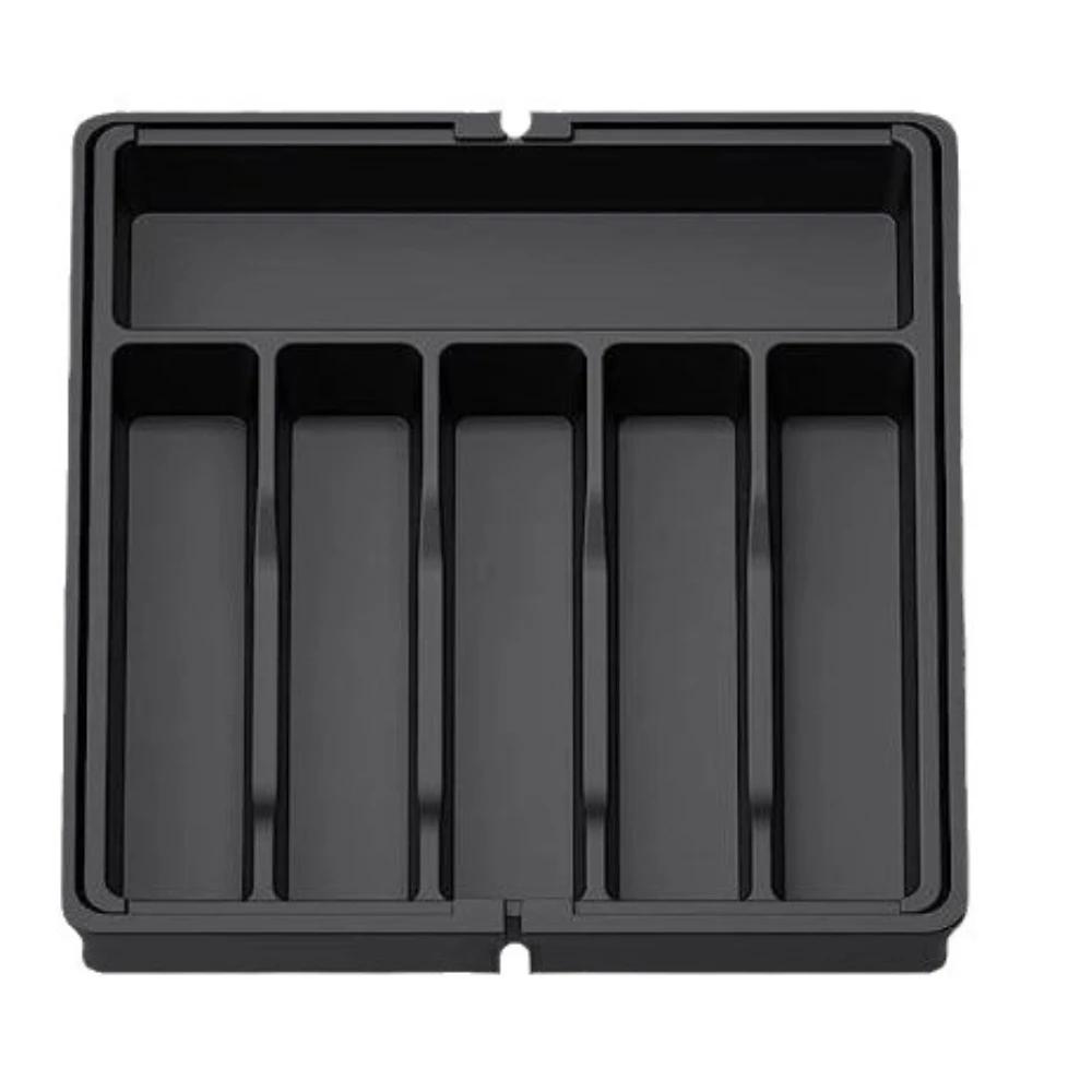 

1pc Silverware Drawer Organizer Adjustable Plastic Storage for Spoons Forks Knives Expandable Utensil Tray for Kitchen чорний