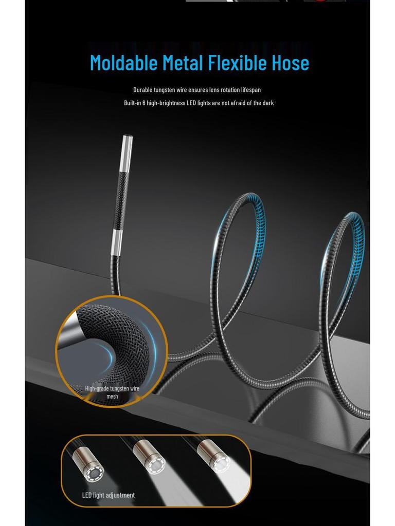 360° Rotating Industrial Endoscope with 6mm HD Camera for Automotive Engine Inspection