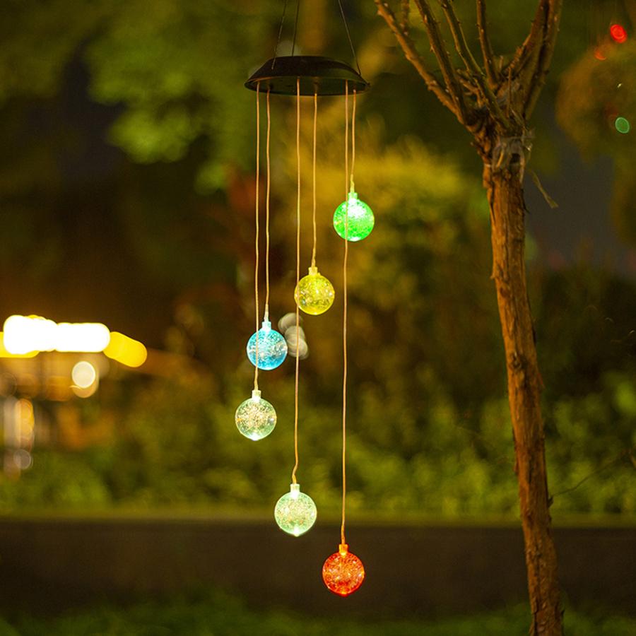 Solar powered LED hummingbird light string wind chime courtyard decorative light