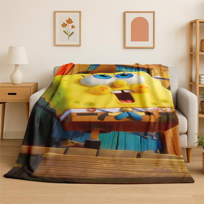 Cartoon SSpongeBob Patrick Star Flannel Blanket Soft Warm Throw Blanket for Bedroom Living Room Bed Travel Camping Picnic Kid