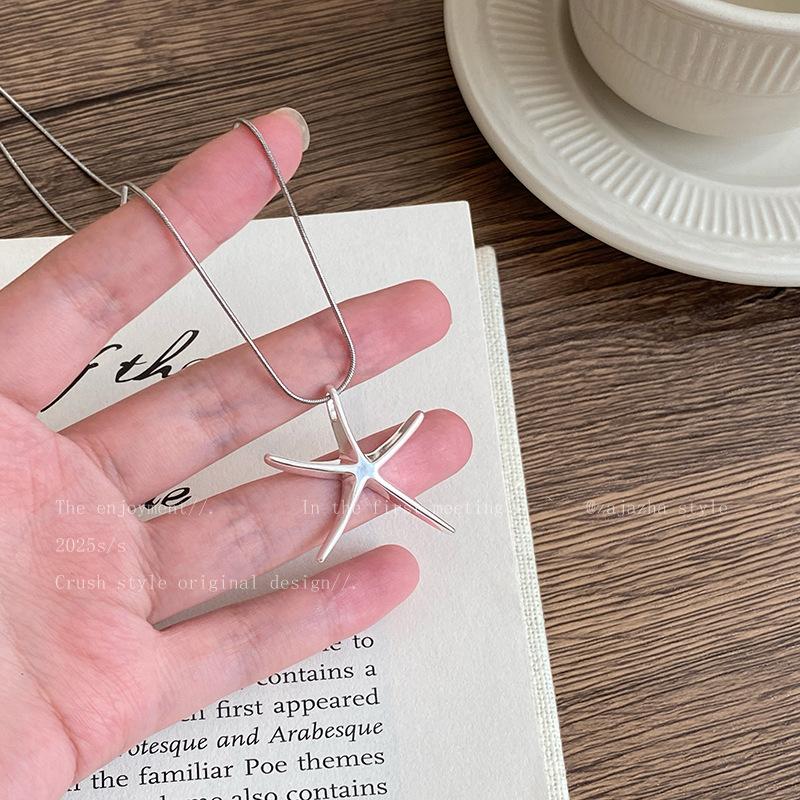 

Минималистичный стиль серебряное ожерелье с подвеской в виде морской звезды аксессуары женская мода чувство дизайна ключичная цепочка персонализированные универсальные вещи