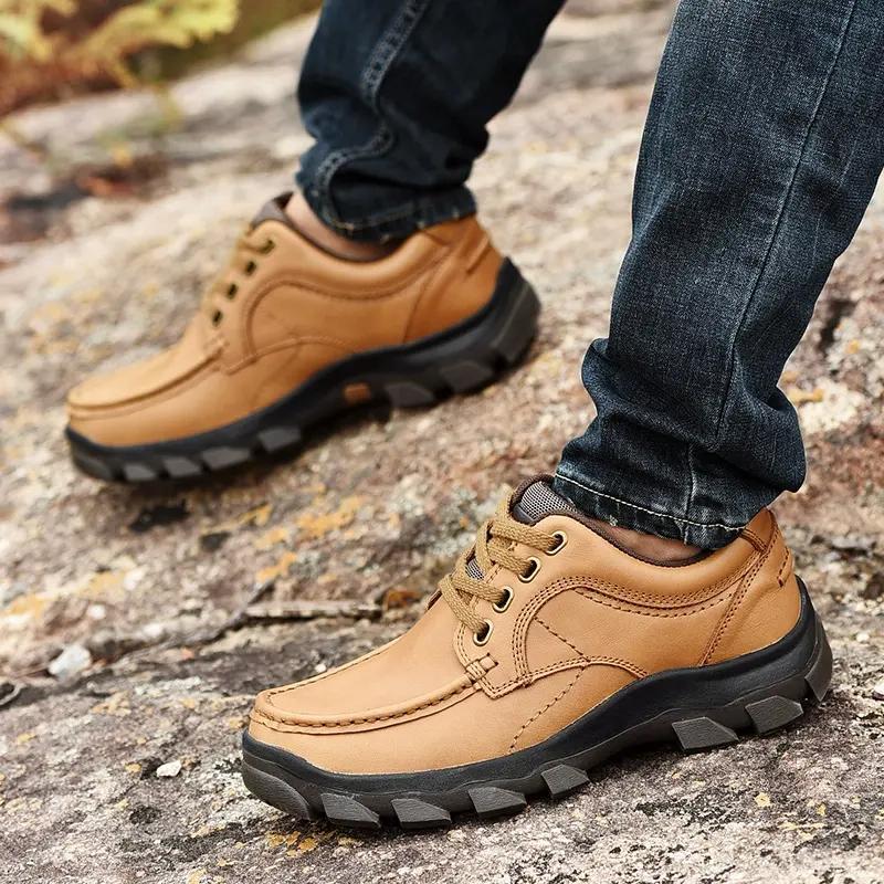 Genuine Leather Male Comfortable Loafers Male All Match Flats Outdoor Mens Casual Hiking Shoes Men Non Slip Walking Footwear