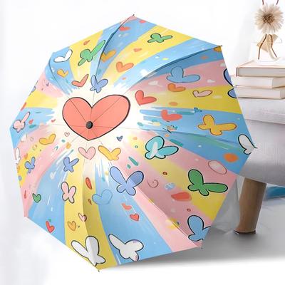 1pc Heart Butterfly Automatic Open/Close Umbrella, Portable Folding Umbrella for Travel, Themed Events017