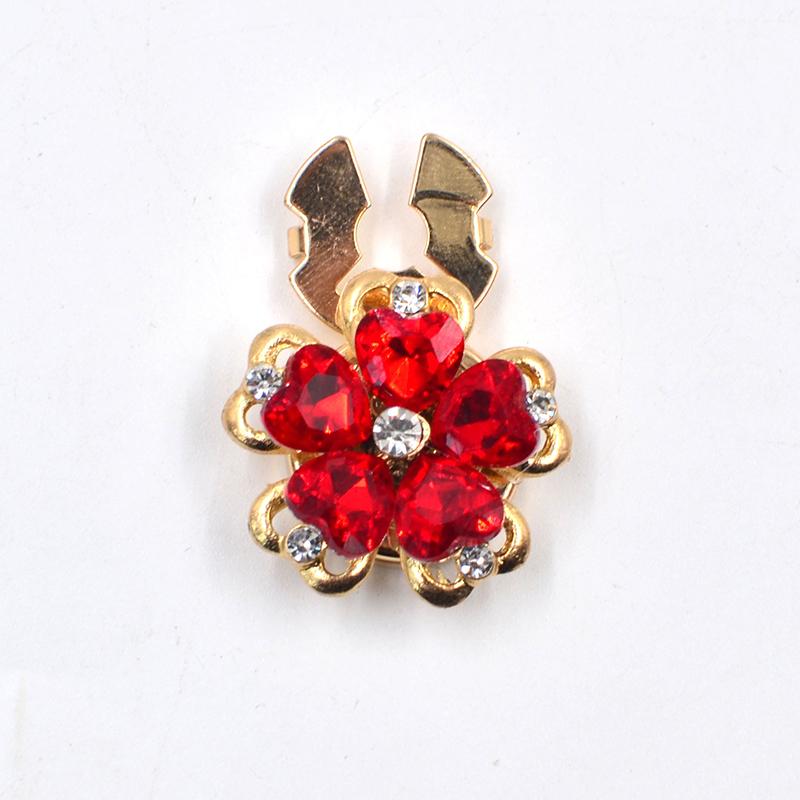 Women Flower Rhinestone Button Cover Floral Exquisite Design Brooch DIY Button Decoration Clothing Decoration 26x17mm