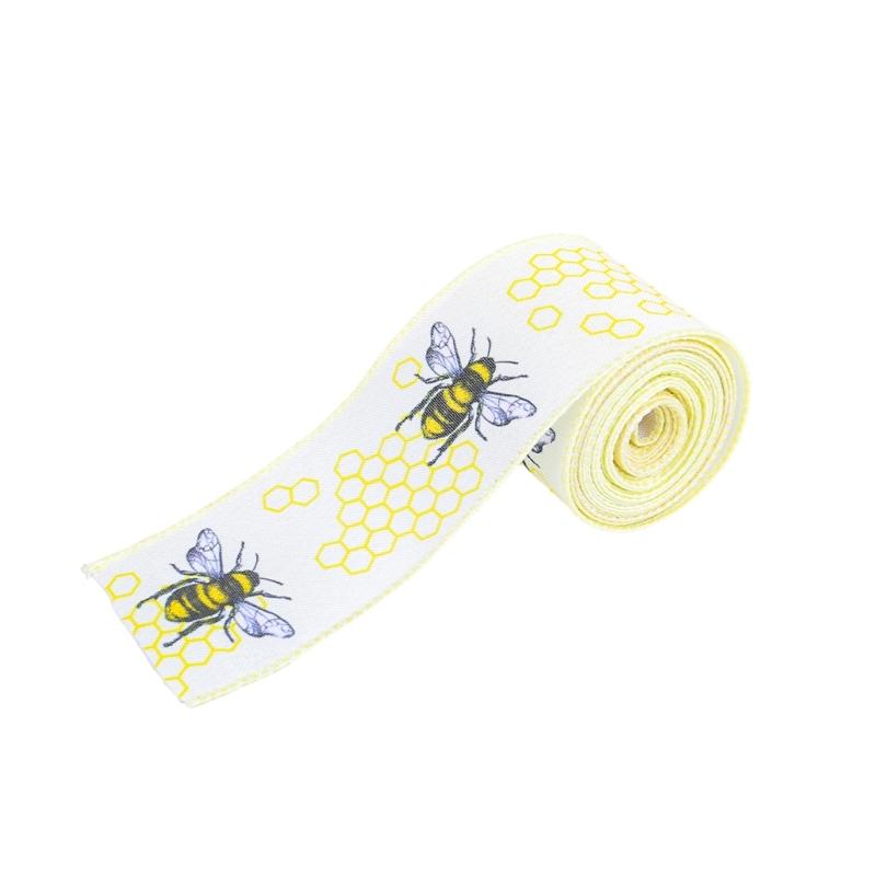 Wire Edged Ribbon Sunflowers Fabric Ribbon Decorative Ribbon Honeybees Ribbon