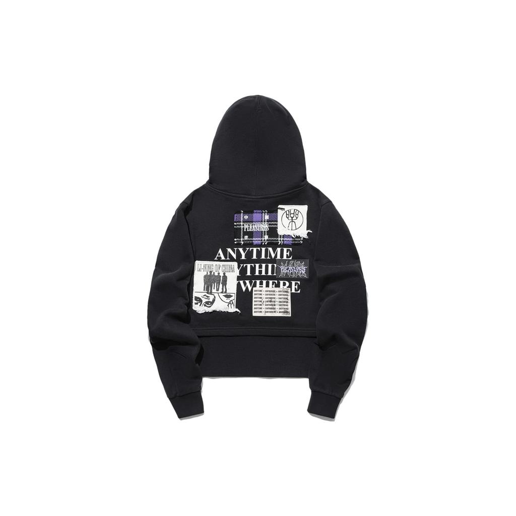 Li Ning X PLEASURES Sweatshirts Women's Black Hooded Moderate Regular AWDTC04-1