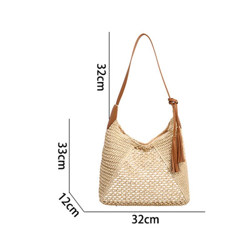 Yogodlns Borsa in Paglia Intrecciata Versatile da Appendere Estiva alla Moda con Lavorazione a Intreccio Vuota Borsa da Spiaggia in Erba Intrecciata a Mano Borsa a Spalla Singola da Donna