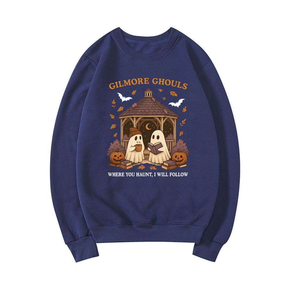 

Gilmore Ghouls Sweatshirt Cute Ghost Halloween Sweatshirt Unisex Graphic Hoodies Spooky Fall Shirt Casual Long Sleeve Pullovers XXXL темно-синий