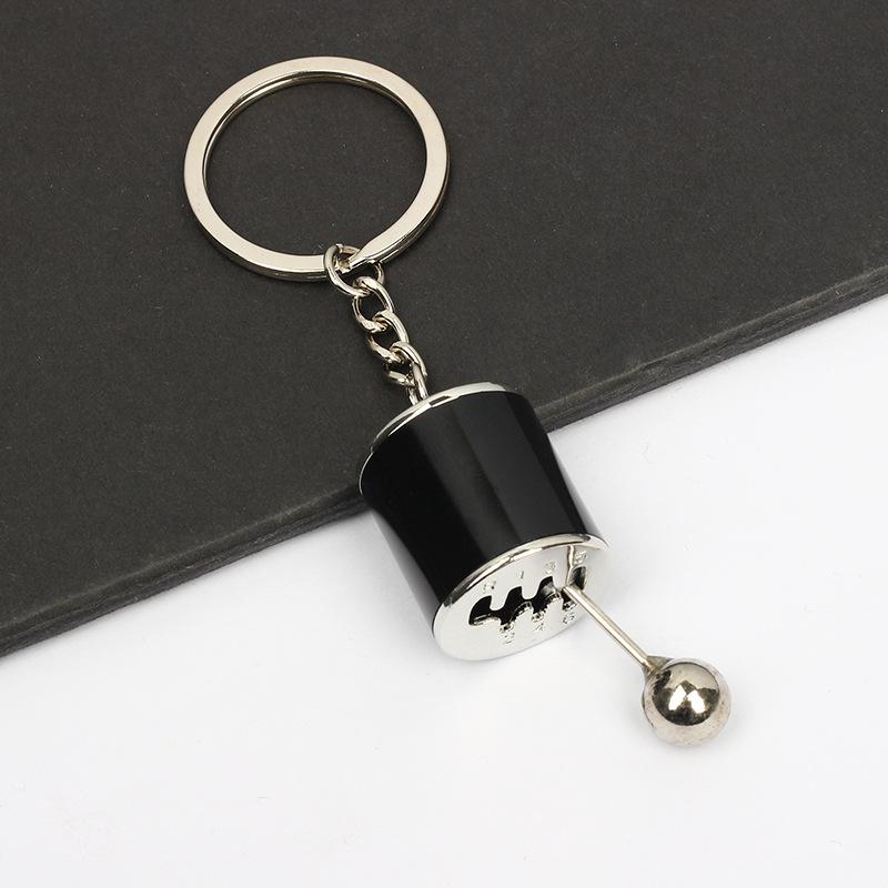 Simulation Car Manual Six-Speed Shift Gear Metal Keychain Pendant Fun Decompression Toy Auto Interior Decor Accessory