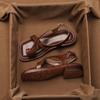 Retro Brown Toe Sandals Women's Low-heeled Roman Shoes